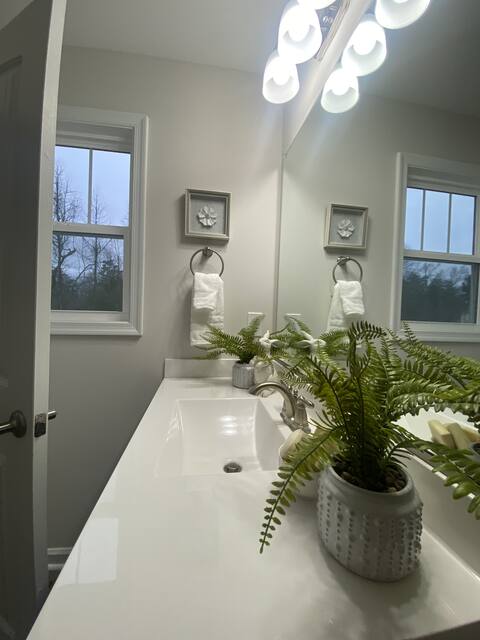 Bathroom vanity with updated lighting